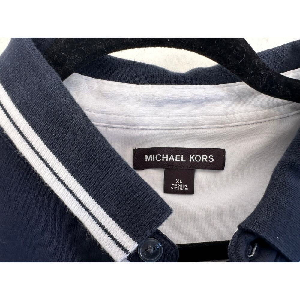 Michael Kors Preppy Casual Basic Navy Greenwich Tipped Polo Size XL